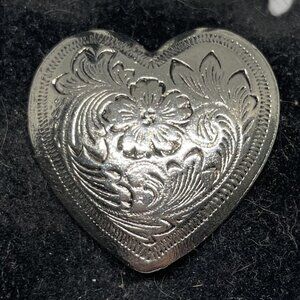 Silver tone heart brooch